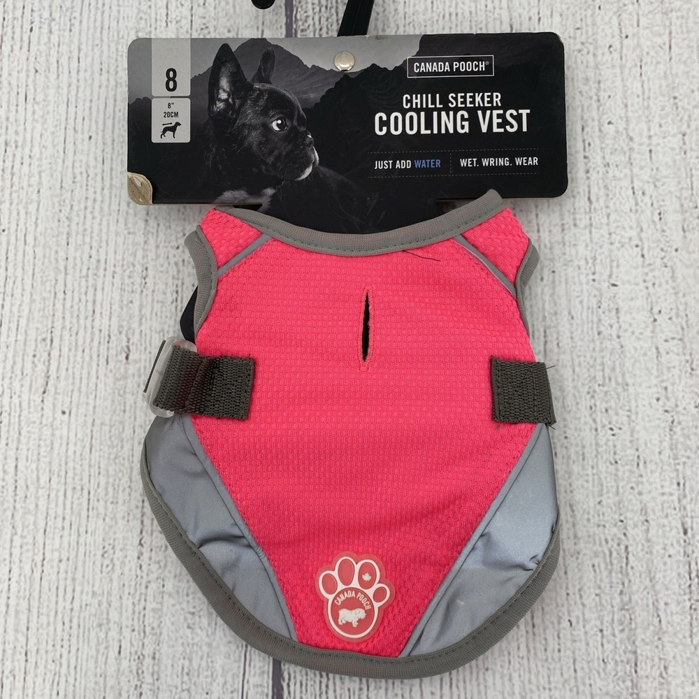 Canada Pooch Chill Seeker Cooling Vest 8 Pink Gray Mesh Harness Summer Jacket
